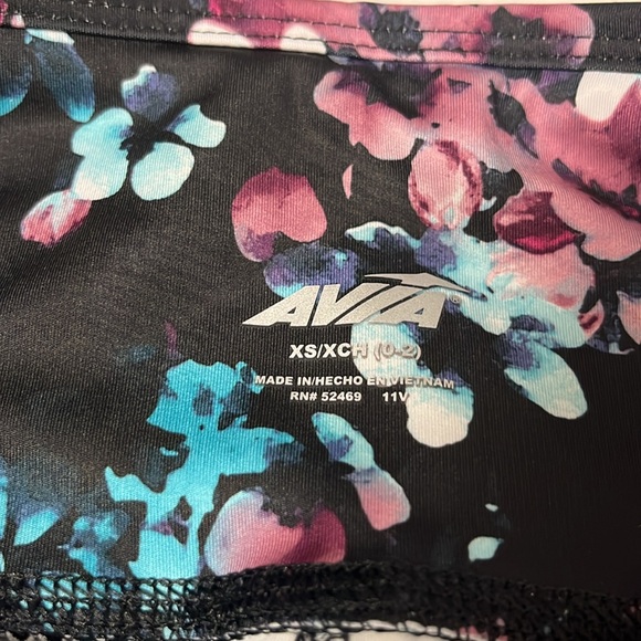 Avia XS Floral Black Skinny Elastic Waist Pull On Perf Leggings - Picture 5 of 5